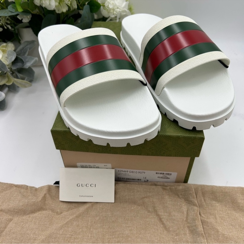 Men’s Gucci TREK pursuit pool slides size 14 made in Italy NWT